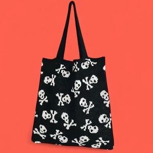 Tote Bag Knit Skull & Cross Bones New Halloween